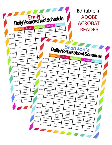 Daily Homeschool Schedule Samples Happiness Is Homemade Weekly