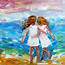 Fine Art Print Beach Besties Made From Image Of Past Oil Painting By 