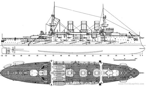 Ship Russia Peresvet Battleship 1901 Drawings Dimensions