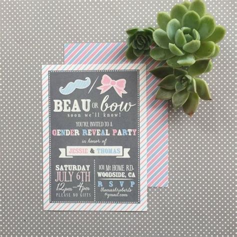 Beau Or Bow Invitation Gender Reveal Shower Personalized Invitations