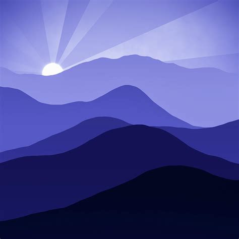 Blue Mountains Abstract Minimalist Landscape At Sunrise Digital Art By