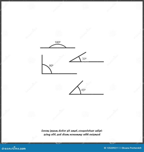 Angle Of 180 453090 Degrees Vector Illustration The Symbol Of