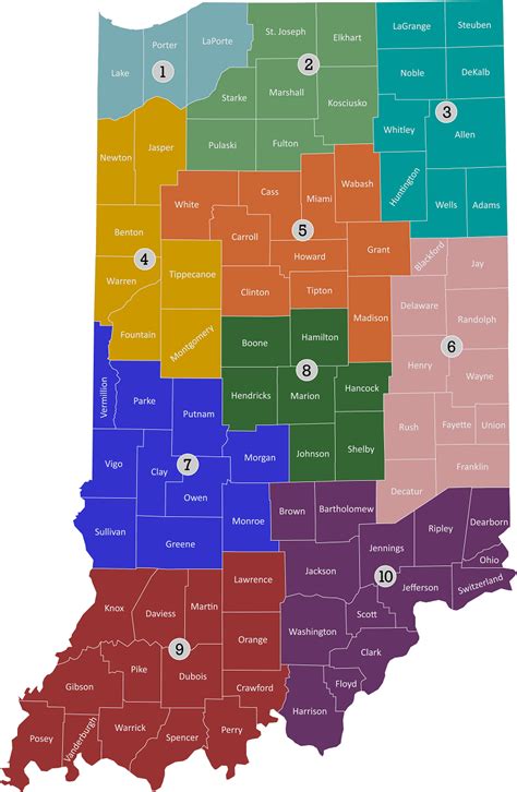 Indiana Counties And Iasbo Regions Indiana Association Of School
