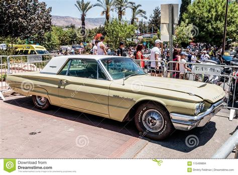 Old Chevrolet Thunderbird At An Exhibition Of Old Cars In The Karmiel
