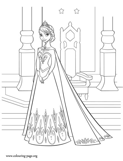 Queen black and white clipart. Frozen - Elsa, queen of Arendelle coloring page