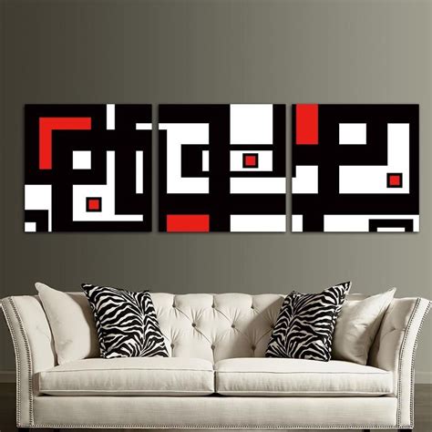 Red Black White Design Modern Abstract Wall Art Decor For Living Room