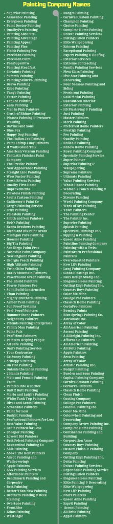 300 Catchy Painting Company Name Ideas Ever