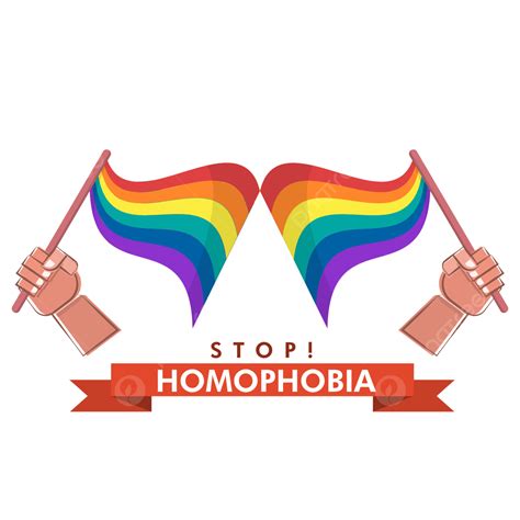 stop homophobia vector hd images stop homophobia png people protesting with rainbow flag banner