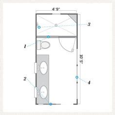 How big is a small bathroom floor plan? 5x9 or 5x8 bathroom plans | house ideas | Bathroom ...