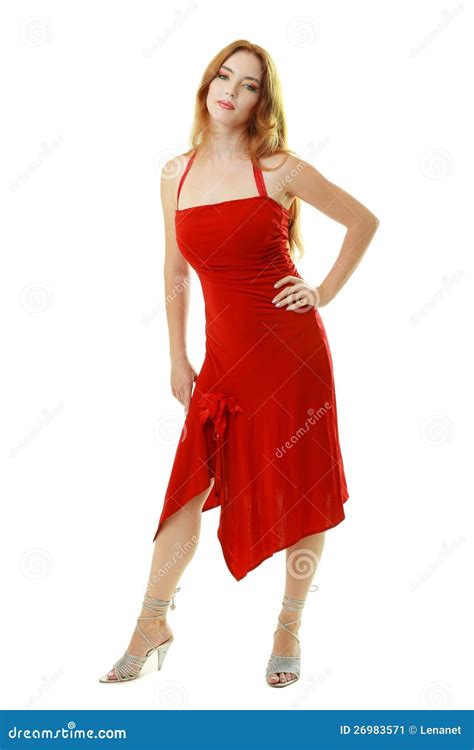 Young Woman In Red Dress Stock Image Image Of Away Separated 26983571