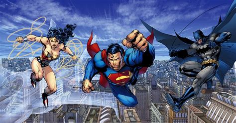 Jim Lee Trinity Batman Superman And Wonder Woman Giclee On Canvas