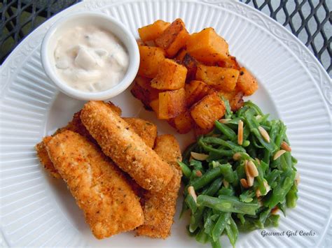 Gourmet Girl Cooks Oven Fried Fish Sticks And Roasted Butternut Squash