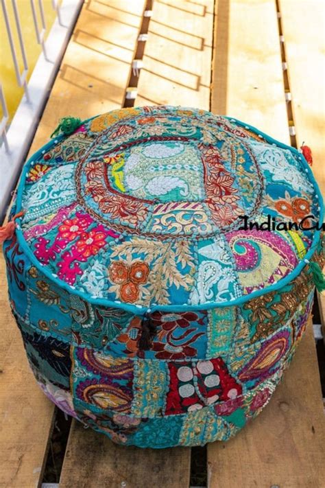 Item Patchwork Ottoman Cover Fabric 100 Cotton Usage Floor