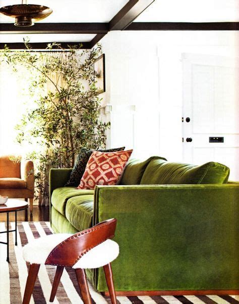 Color On Trend Deep Mossy Olive Green Living Room Green Green Sofa
