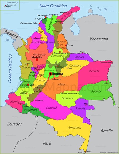 Службой «radio televisi ́on nacional de colombia» (rtvc; Mappa Colombia - AnnaMappa.com