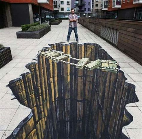 Hole In The Ground Broken Bridge Street Art Street Art Illusions