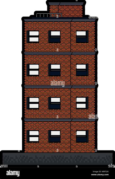Pixelated Building Isolated Vector Illustration Graphic Design Stock