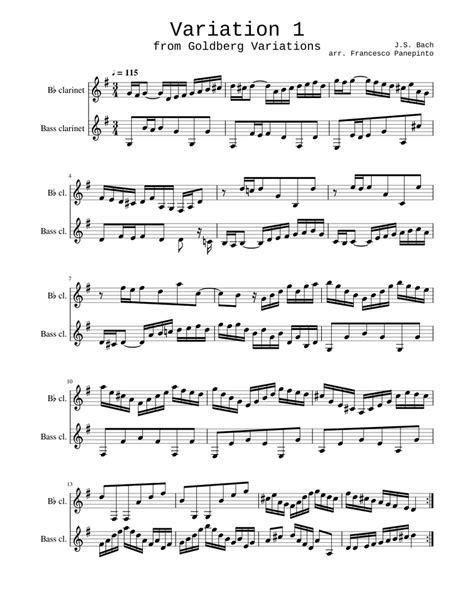 Goldberg Variation 1 Bwv 988 Johann Sebastian Bach Sheet Music For