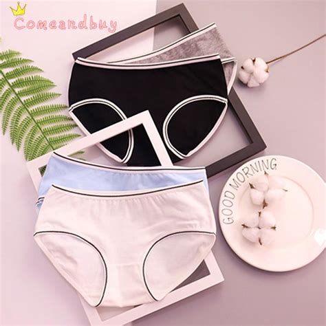 Women Cotton Panties Cute Solid Soft Briefs Comeandbuy Shopee Malaysia