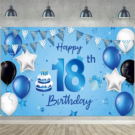 Buy Happy Th Birthday Backdrop Banner Extra Large Fabric Blue Th Birthday Sign Poster
