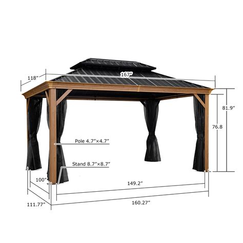 Purple Leaf 10 X 14 Outdoor Hardtop Gazebo For Patio Galvanized Steel