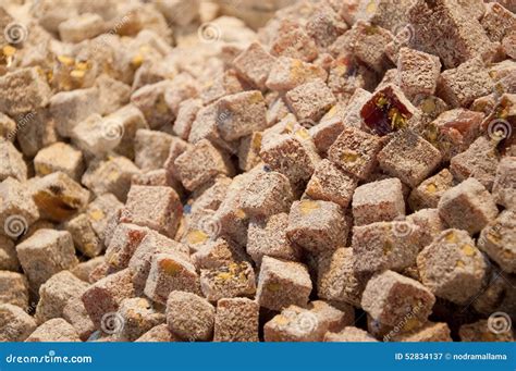 Turkish Delight Sweets With Powdered Sugar Stock Image Image Of Fruit