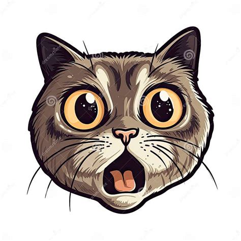 Shocked Cat Face Sticker On Isolated Tansparent Background Png Logo