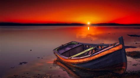 Boat At Sunset Wallpapers Wallpaper Cave