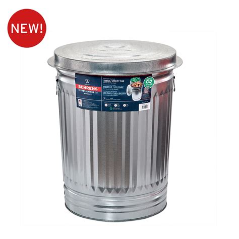 31 Gallon Galvanized Steel Trash Can And Lid Behrens Metal Garbage Can