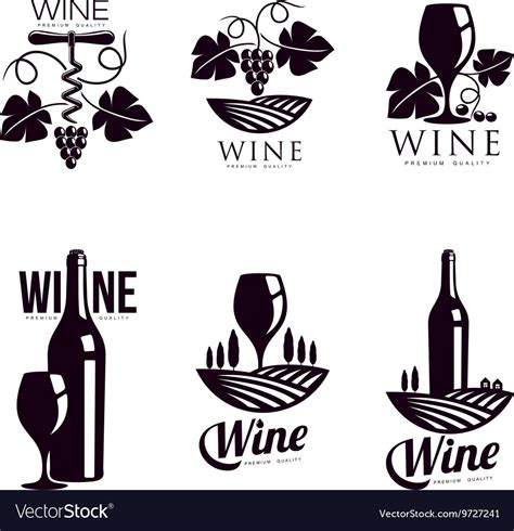 Set Elegant Wine Logo Templates Royalty Free Vector Image