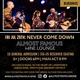 Never Come Down at Almost Famous Wine Lounge | Downtown Livermore, CA