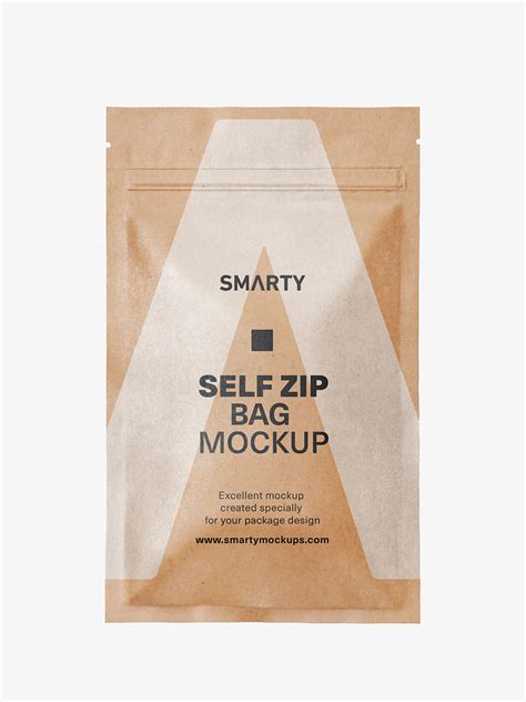 Self Zip Foil Bag Mockup Kraft Paper Smarty Mockups