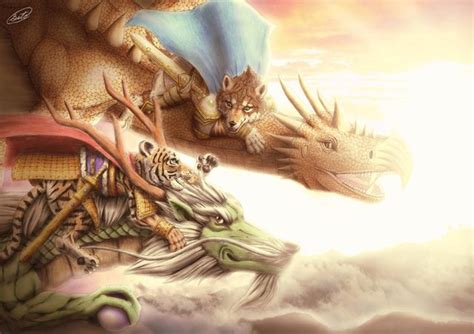 Wolf Tiger And Dragon By Dersheltie Fantasy Words Fantasy Art