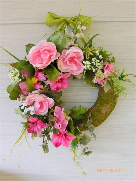 Spring Wreath Elegant Pink Rose Wreath By Juliebutlercreations 7500