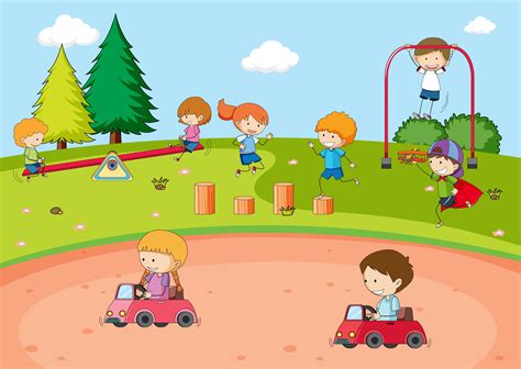 Children Playing At Playground 432636 Vector Art At Vecteezy