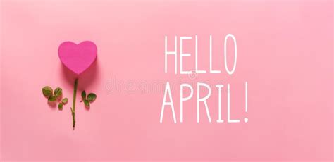 Hello April Message With Heart Flower Stock Illustration Illustration