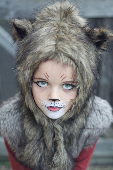 Picture Of Cute Wolf Makeup For A Little Girl And Some Faux Fur To Rock