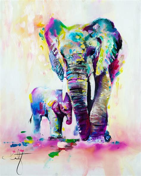 Canvas Painting Colorful African Elephant Color Painting High