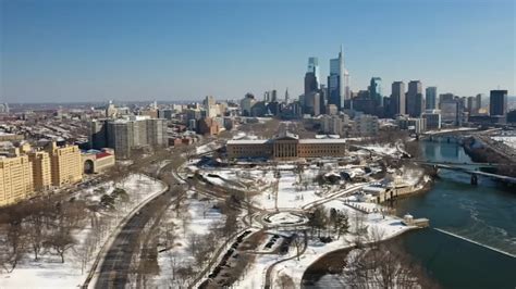 Drone 6 With View Of Snowy Philadelphia From Fairmount Park 6abc