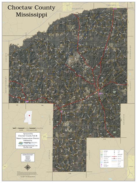 Choctaw County Mississippi 2022 Aerial Wall Map Mapping Solutions