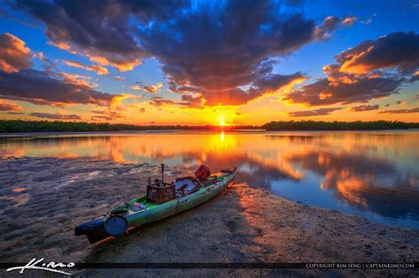 Kayak Fishing Lake Worth Lagoon Sunset Singer Island Florida Hdr