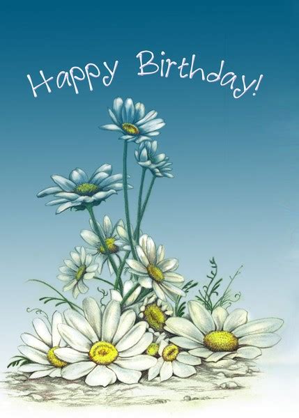 Happy Birthday Daisies With Blue Sky By Bizzybzzz Teamlindholm