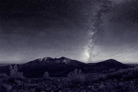 무료 이미지 경치 산 눈 은하수 코스모스 분위기 파노라마 풍경화 공간 미국 어둠 밤하늘 오로라 월광