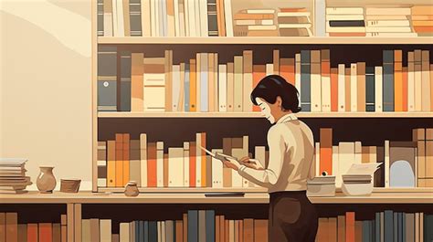 Premium Ai Image Librarian Arranging Books On Library Shelf Ai Generated