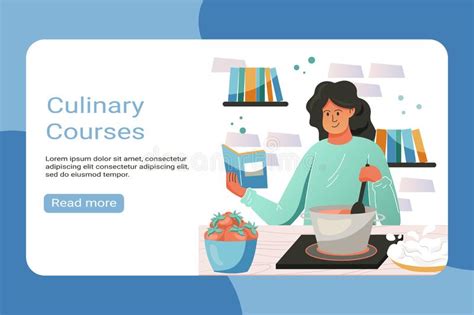 Culinary Courses Vector Landing Page Template Woman Cooking Soup