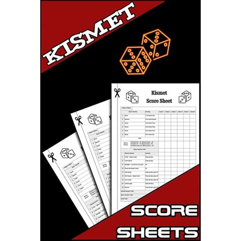 Kismet Score Sheets 100 Kismet Dice Game Score Sheets Kizmet Score