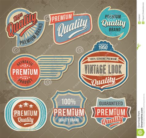 Vintage Label Set Vector Retro Design Banner Backgrounds Stock Vector