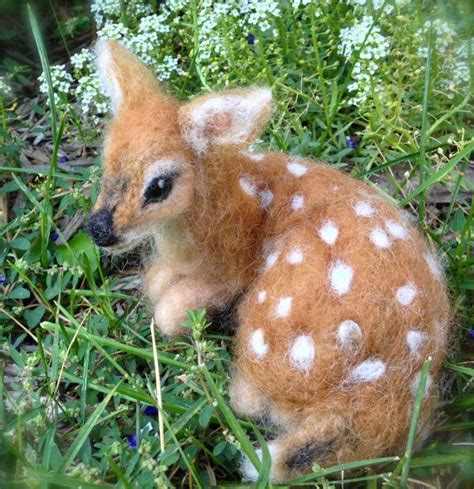 Needle Felted Deer Fawn Curled Up Laying Down By Claudiamariefelt 90