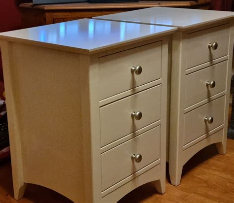 Two White Bedside Table Cabinets With 3 Drawers Edward Hopper