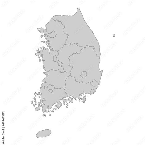 Outline Political Map Of The South Korea High Detailed Vector